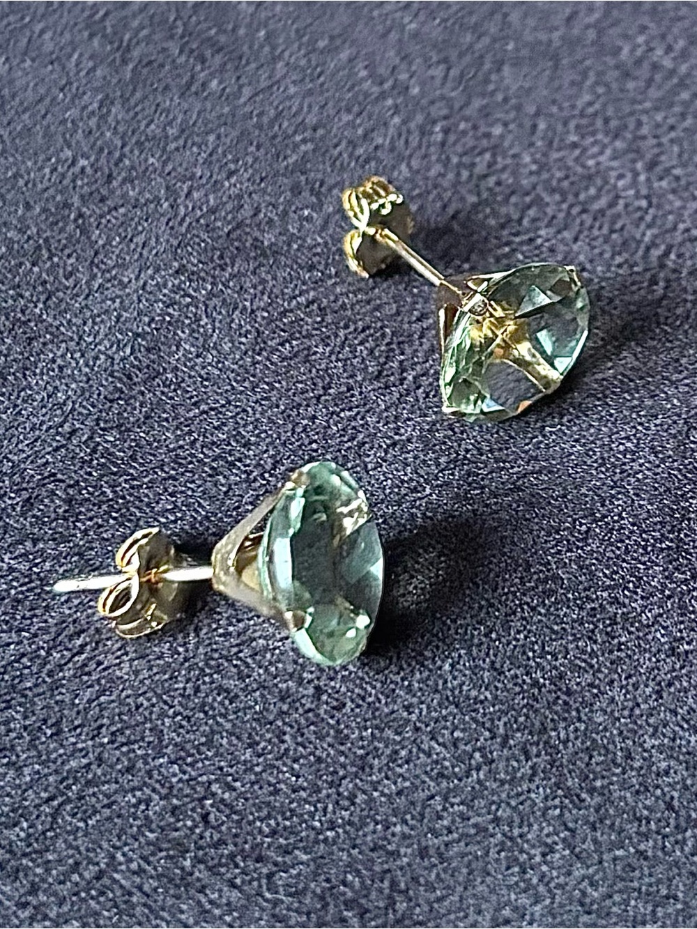 14K Gold Round Green Prasiolite Stud Earrings - 4mm